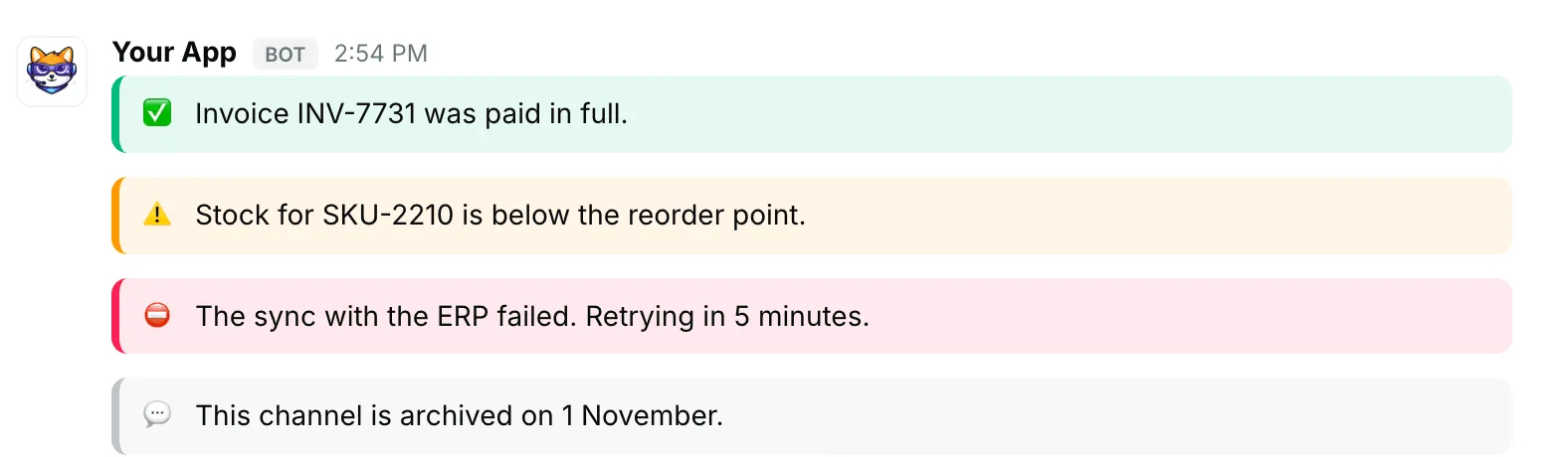 Every level — how it renders in Repzo Chat