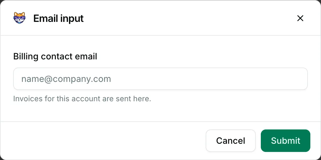 An email input in a form — how it renders in Repzo Chat