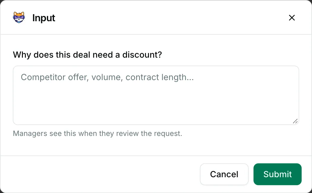 A multi-line text input — how it renders in Repzo Chat