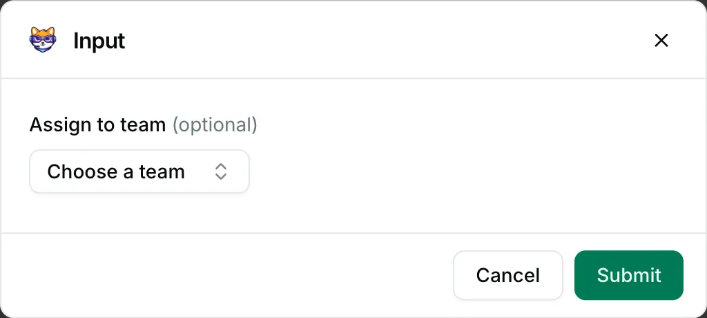 An optional select menu — how it renders in Repzo Chat