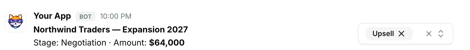 A static multi-select in a section — how it renders in Repzo Chat