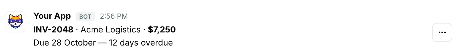 A section with an overflow menu — how it renders in Repzo Chat