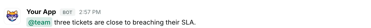 A department mention — how it renders in Repzo Chat